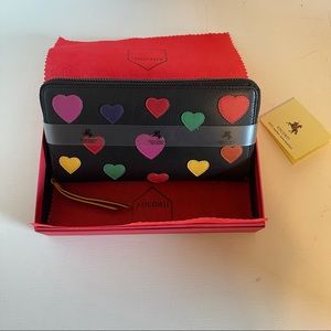 Visconti Real Leather Brown Hearts Zip Wallet